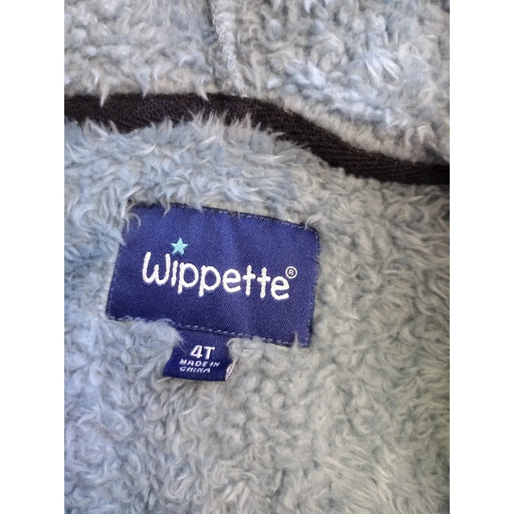 Wippette Boys 4T Blue Sherpa Fleece Full Zip Hooded‎ Jacket Bear Ears Cute